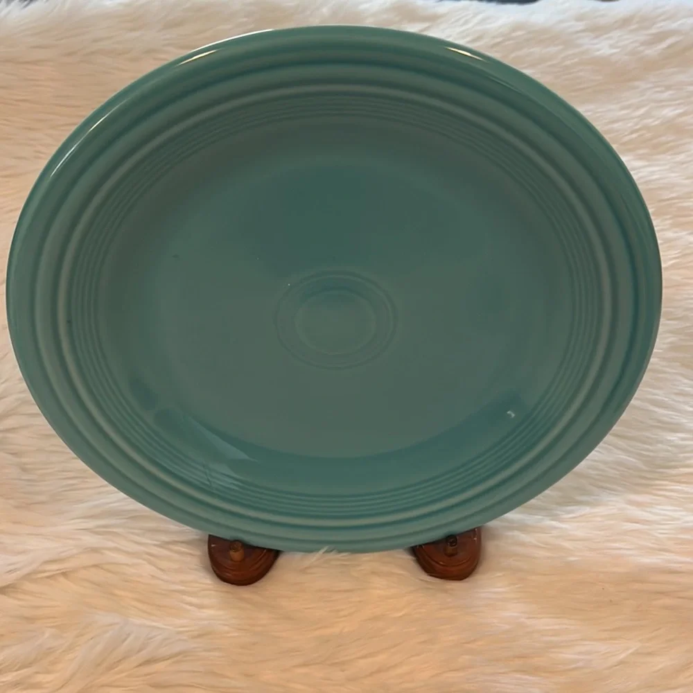 Vintage Fiesta Bundle 3 Diner Plate Ceramic Pottery Turquoise Blue Color